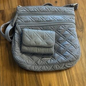 Vera Bradley Gray Quilted Crossbody Bag and Wallet Set